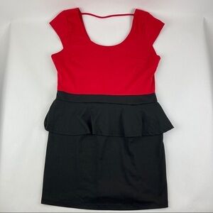 Delirious Blouse Womens XL Red Black Ruffles